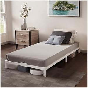 Dreamzie Bett 90x200 aus Metall - Bettgestell 90 x 200 für Matratze Einzelbett, Höche 25 cm - Robust, Leichte Montage, Umfangreicher Stauraum - Weiß Lattenrost