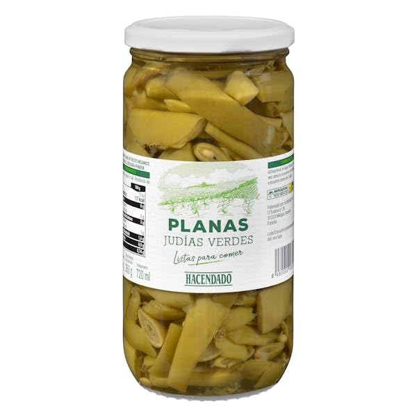 Hacendado Breite Grüne Bohnen (Schnittbohnen) – Premium Qualität im Glas – 4er Vorratspack – 4 Gläser à 660 g (Abtropfgewicht 360 g) – Besonders zart & fleischig