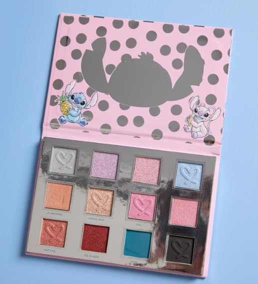 Taste Beauty Stitch 12 Color Eyeshadow Palette with Mirror, Pink Polka Dot Design
