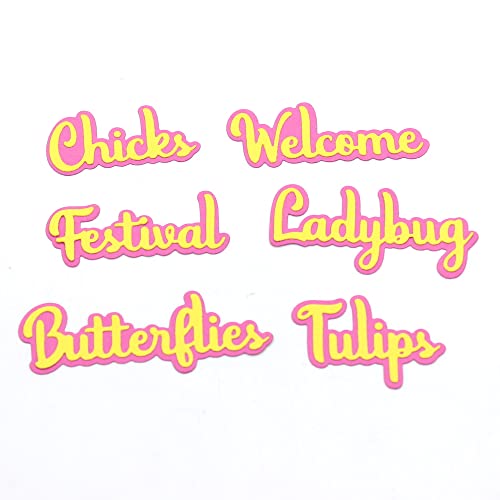 KSCRAFT Pacote de palavras Spring Shadow para corte de metal, estênceis para scrapbooking, decoração