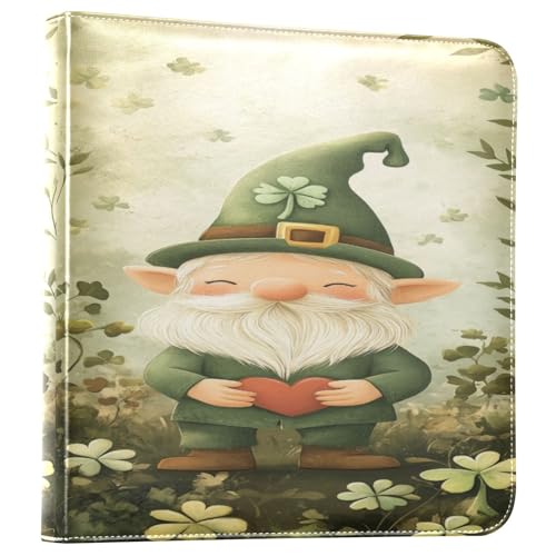Álbum de Fotos Autoadhesivo Scrapbook FLildon de PU Cuero, 40 Páginas 8x10, Verde con Diseño de Duende para Día de San Patricio