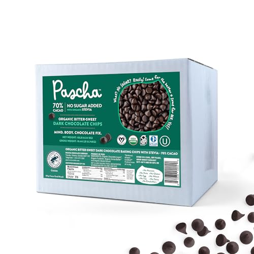 Pascha Bulk Organic Chocolate Chips (Bulk Keto Baking Chips (10 lbs) - No Added Sugar)