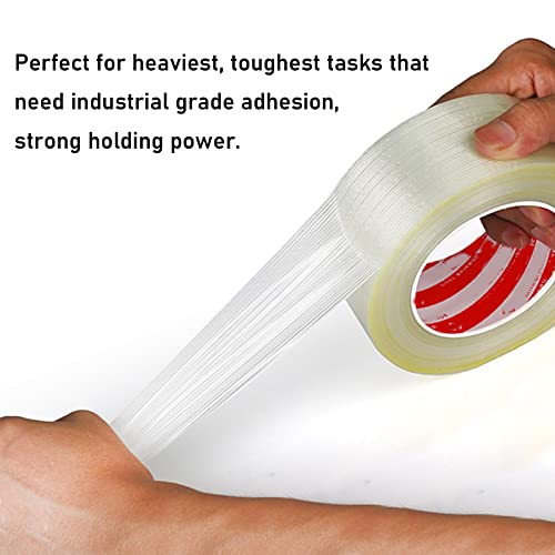 Image of KAIY Strapping Tape 2 Roll Packing Fiberglass Tape 1 /2 inch x 60yds | Heavy Duty Filament Tape, Fiberglass Reinforced Packing Tape with Strong Adhesive for Shipping, Moving, Carton Sealing