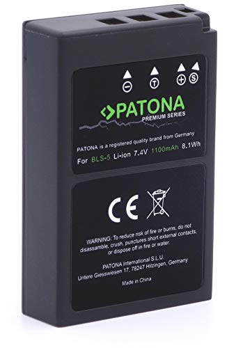 PATONA Premium Akku BLS-5 BLS-50 (1100mAh) mit Infochip - Kompatibel mit Olympus OM-System Cover