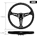 QYMOPAY Universal Racing Steering Wheel, 13.8 Inch 6 Bolt Anti-Slip Leather and Aluminum Gaming Steering Wheel with Horn Button for Racing/Car Sim Driving/JDM Sports Racing Steering Whee black