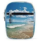 Personalized Small Crossbody Bag Water Resistant Messenger Bags Mini Sandy Beach Printing SlingBag For Men Women