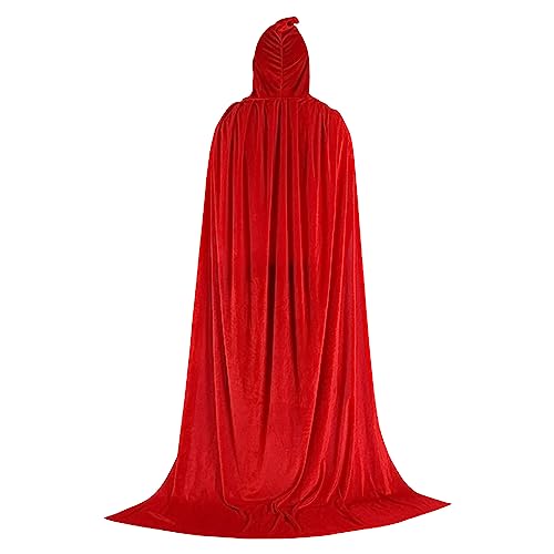 Genérico Capa Halloween Terciopelo Liso Unisex Tallas Manto Disfraz Noche Regalo (Red, L)