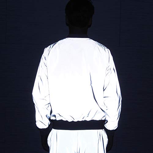 LZLRUN Men Reflective Jacket Night Reflect Light Hip Hop Bomber Jacket Women Zipper Flight Coats Casual Windbreaker2