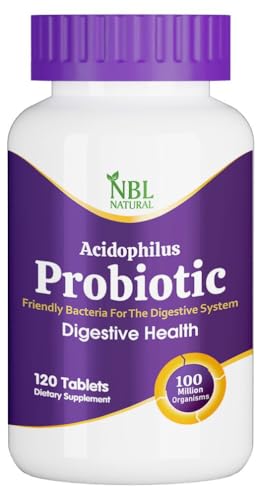 NBL Natural Probiotics 100 million Supports Digestive and Intestinal Health Probiotic Acidophilus 120 Tablets
