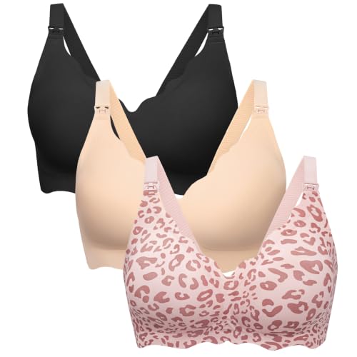 Image of Angelhood Nursing Bras for Breastfeeding Ultra Comfort Seamless Maternity Bra Pack Wireless Pregnancy Bralette Bra Extender