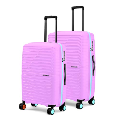 Image of Nasher Miles Cairo Hard-Sided Polypropylene Luggage Set of 2 | 65cm & 75cm | 8 Wheels Medium & Large Trolley Bag for Travel | Suitcase (Purple & Blue)