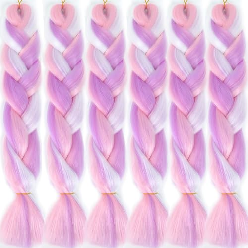 Extensions Kanekalon violet dégradé sans nœuds tresses synthétiques volumineuses de 61 cm
