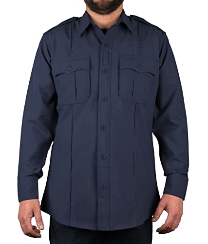 Image of First Class 100% Polyester Short & Long Sleeve Zippered Uniform Shirt 4 Pocket Hidden, Law Enforcement BDU Zipper Closure.