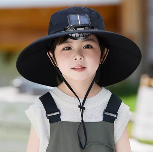 Solar Fan Hat for Kids 3-12 Years, Wide Brim Sun Hat with Fan, UV Protection Comforable & Breathable Cap for Camping2