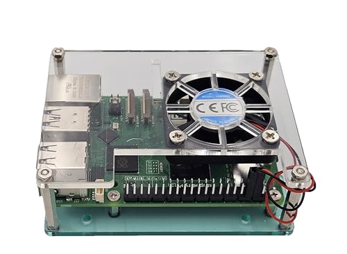 Micro Connectors Acrylic Stackable Raspberry Pi 5, Pi 4 & Pi 3 Case with Fan- Clear (RAS-PCS06)