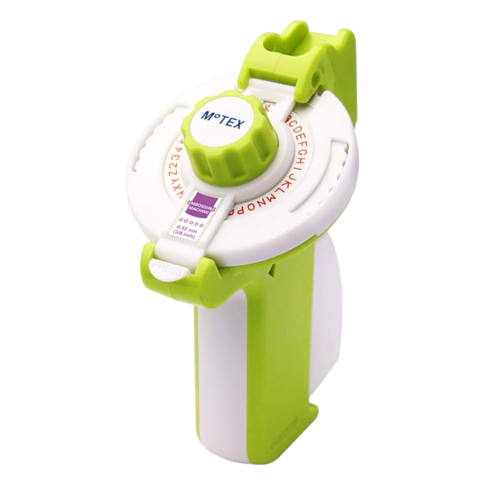 oddpod™ E-202 Motex Embossing Machine, Label Maker/Label Printer with Spare Wheel Compatible with 9mm Tape (Green)