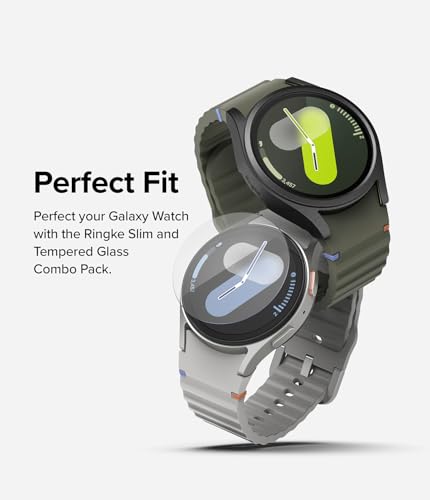 Image of Ringke Slim & Glass Compatible with Samsung Galaxy Watch 7 44mm Case [Combo] Anti-Scratch Hard PC Frame Protection Cover with HD Clear Tempered Glass Screen Protector - Titanium Black