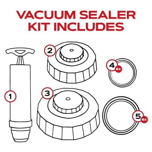 Image of FORJARS Jar Vacuum Sealer Accessory Set for Mason Jars - Compatible with Regular and Wide Mouths, Cordless Pump for Portable Manual Hand Sealing, no electric. Vacuum Sealer with Plastic Lids