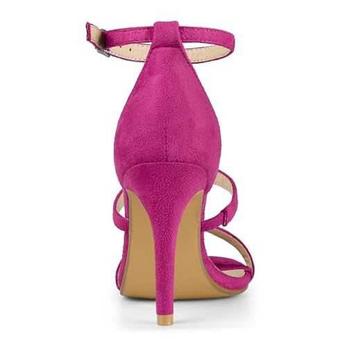 Allegra K Allegra K Women Open Toe Triple Straps Stiletto High Hot Pink Heel Sandals 9 M US