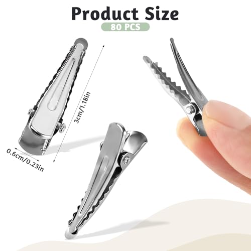 80 Pinzas de Cabello Aligator de Metal Plateado miniatura 2