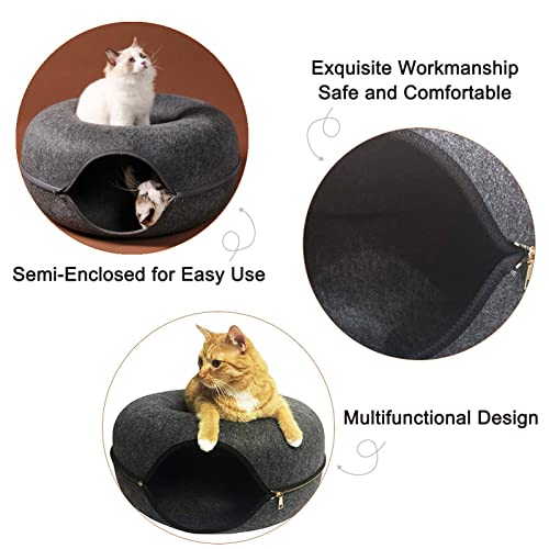 Cama de túnel para gatos para gatos de interior - Cama de túnel de gato de feltro anti-riscos removí