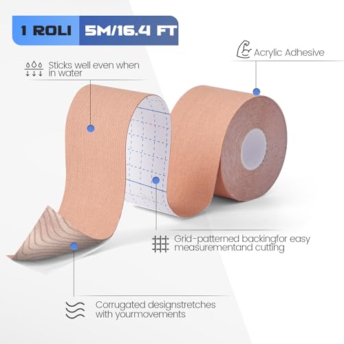 Image of Kinesiology Tape (3 Rolls) - Acrylic Adhesive Muscle Tape - Waterproof, Breathable, Hypoallergenic for Muscle Support & Injury Recovery - Sports Tape, Athletic Tape（Black）