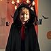 Hicarer Hooded Robe Cloak for Men Halloween Wizard Costume Knight Cosplay Elven Cape Medieval Renaissance Costume(Adult, Large,Black)