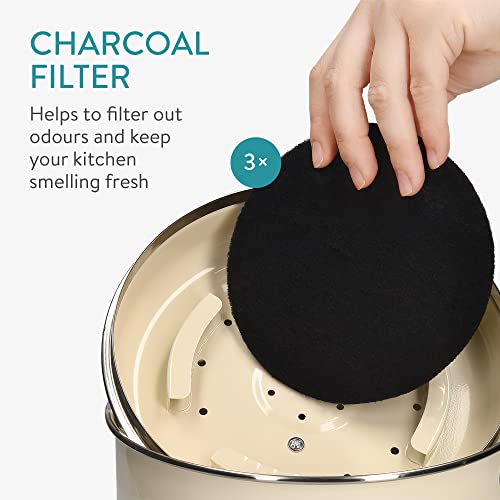 Navaris Komposteimer Mülleimer Abfalleimer für Biomüll - 3l Eimer für Müll - Bioabfallbehälter mit Schwenkgriff - inkl. 3 Kohlefilter - Creme - Image 4