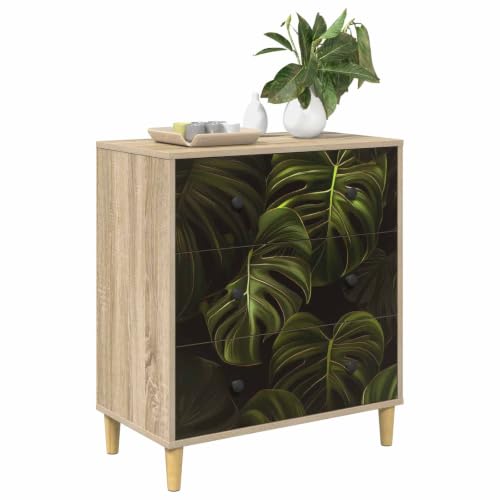 Cajonera moderna ELBURG con estampado tropical de hojas de palma 2