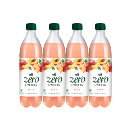 Image of Paper Boat Zero Peach Sparkling (Soda) Water - Pack of 4, 600 ml Each| Zero Sugar, Zero Calories | Sugar Free | Flavoured Carbonated Water | No Aspartame