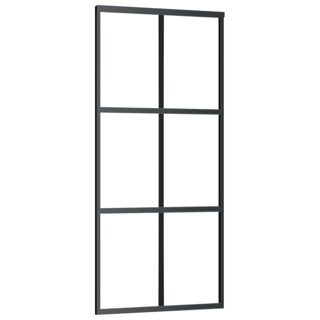vidaXL Puerta Corredera con Herrajes Entrada Corrediza Deslizante Hogar Cuarto de Baño Salón Sala de Estar Habitación ESG Vidrio y Aluminio 90x205 cm