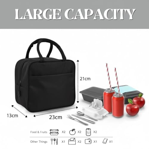 Image of Insulated Lunch Bag for Office, School, Men, Women, Hot & Cold Lunch Box, Tiffin Pouch (Black Bag)