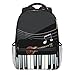 Sac à dos unisexe avec imprimé de piano et guitare - Imperméable - Antivol - Style décontracté - Port de charge USB - Unisexe, Noir , Taille unique