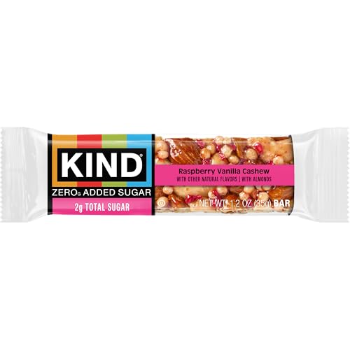 KIND ZEROg Added Sugar Bars, Raspberry Vanilla Cashew, Gluten Free, 30ct - image 4