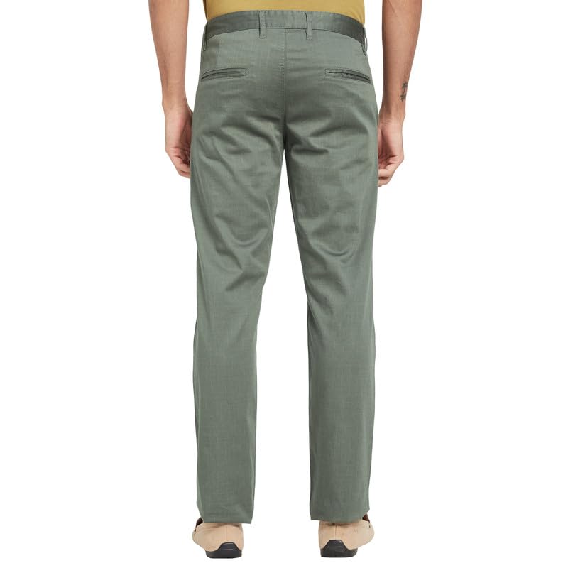 Image of Octave Men Regular Fit Mid Rise Cotton Formal Trousers