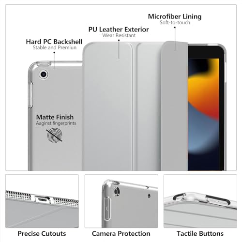 Image of Moko Smart Case for iPad 9th / 8th / 7th Generation Case 10.2 Inch, Silver