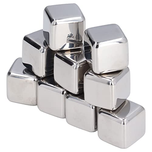 Riuulity Juego de Piedras Enfriadoras de Acero Inoxidable Reutilizables para Cubitos de Hielo de Whisky, 12 Uds.