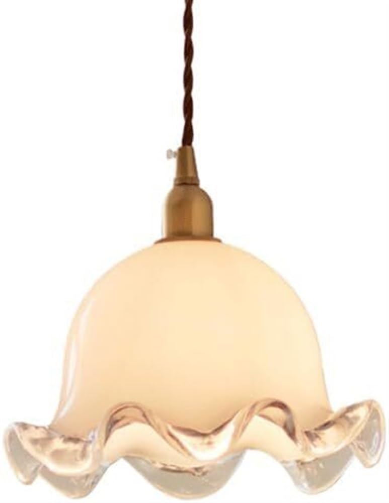 Lustre en verre rétro américain E14 aux finitions florales haut de gamme