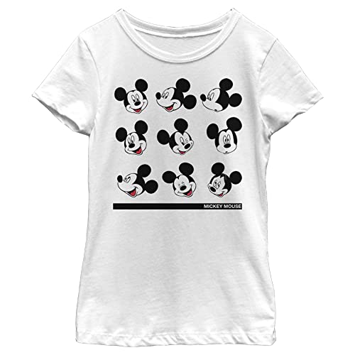 Disney Characters Mickey Expressions Girl's Solid Crew Tee