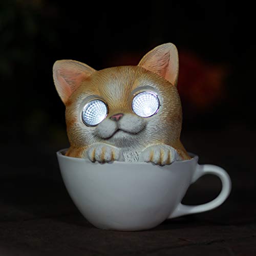 Cat-in-Cup-Solar-Garden-Decorations-Figurine-Outdoor-LED-Decor-Figure-Light-Up-Decorative-Statue-Accents-for-Yard-Patio-Lawn-or-Deck-Great-Housewarming-Gift-Idea-Brown-1-Pack Cat in Cup Solar Garden Decorations Figurine Outdoor LED Decor Figure Light Up Decorative Statue Accents for Yard Patio Lawn or Deck Great Housewarming Gift Idea Brown 1 Pack