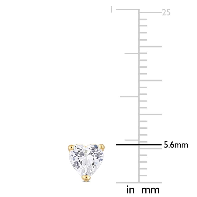 Heart-Shaped Cubic Zirconia Stud Earrings in 925 Sterling Silver - Various Color Options, 1 CTTW3