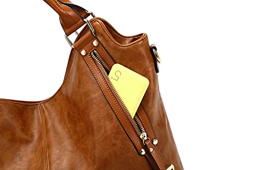 Image of Women Tote Bag Handbags PU Leather Fashion Hobo Shoulder Bags with Adjustable Shoulder Strap