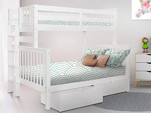 Bedz King Bunk Bed, Twin Over Full, White #TOP17