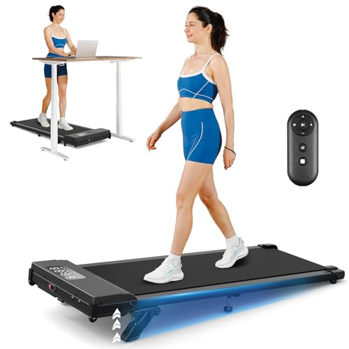 Image of THERUN Under Desk Walking Pad Treadmill with 5% /8% Incline, 2.5HP with 330 /265 LBS Weight Capacity, Ultra-Quiet Under Desk Machine with Remote & LED Display for Home & Office Use