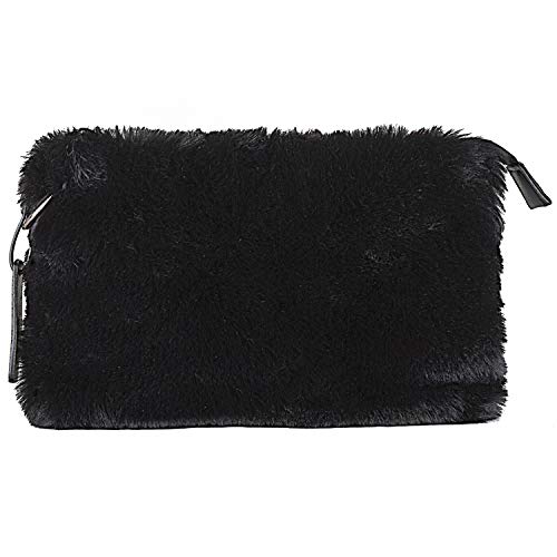 Luxe L 100% Faux Fur Purse for Women Soft Modern Crossbody Purse Handbag with Detachable and Adjustable Faux-Leather Strap
