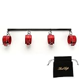 EXREIZST Adjustable 3 in 1 Spreader Bar Set with 4 Soft Leather Straps Set with 2 Chains Expandable Fitness Sports Exercise Training Tool Kit, Black and Red