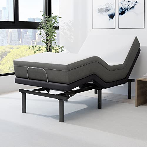 Image of Blissful Nights e4 Twin XL Adjustable Bed Base Frame with 10 inch Medium Firm Gel Infused Memory Foam Mattress