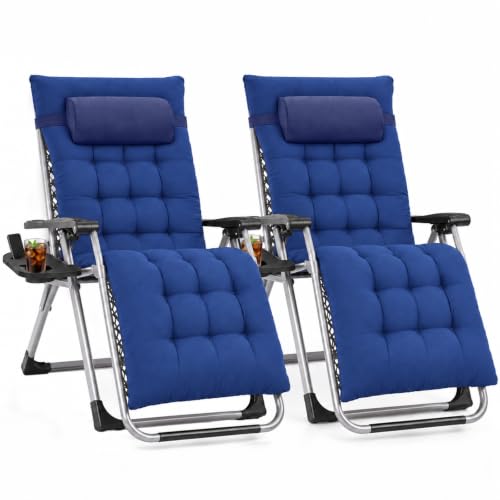 NEWBULIG Zero Gravity Chairs Set of 2 with Cup Holder Trays