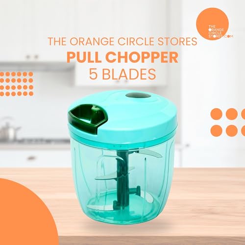 Image of Manual Vegetable Chopper 1000ml | 5 Stainless Steel Blades Veg Chopper for Kitchen | Multipurpose Onion Cutter, Food & Fruit Chopper for Garlic, Ginger & Nuts