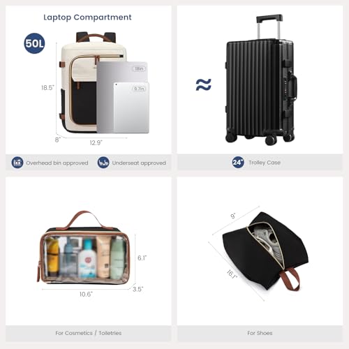 LOVEVOOK Travel Backpack for Women, Waterproof Computer Backpack Luggage, Large 18 Inch Carry On Backpack for Traveling on Airplane, Lightweight Business Rucksack as Personal Item Travel Bag3